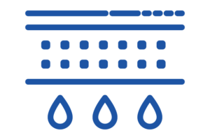 Ground and surface waters icon. Blue line image depicting water permeating ground.