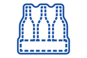 Blue line icon of plastic packaging.