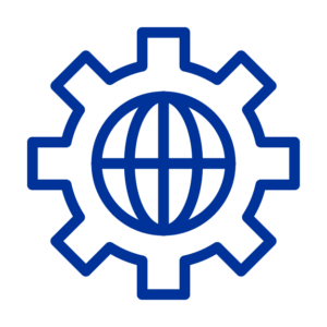 blue line icon depicting settings.