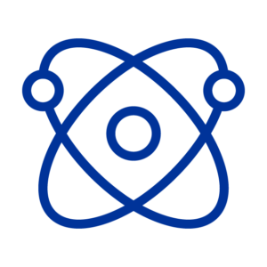 blue line icon depicting atom path.