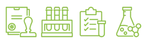 Green icons of PFAS test methods. PFAS in Pulp & Paper.