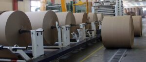 PFAS in Pulp & Paper. Rolls of Paper in a Paper Mill or Paper manufacturing facility