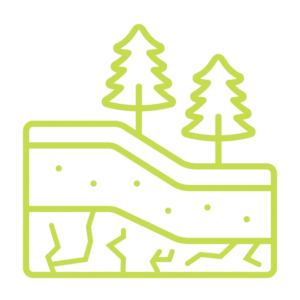Analyzing PFAS in Bedrock. Line icon depicting fractured bedrock.